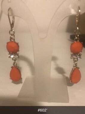 Orange Teardrop Dangle Earrings - Elegant Women's Jewelry